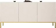 Komody - MEGSTYL KOMODA 160CM Z 3 DRZWICZKAMI NA ZŁOTYCH NÓŻKACH - GALA 2 biały mat - biały połysk - miniaturka - grafika 1