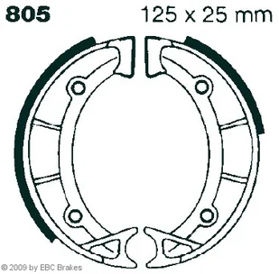Szczęki hamulcowe 125x25 mm bez sprężyn EBC typ 805 - Szczęki hamulcowe - miniaturka - grafika 1