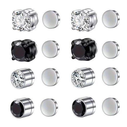 Kolczyki Magnetyczne Ze Stali Nierdzewnej Na Sztyfcie Prezent Zestaw 4 Par