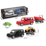 Samochody i pojazdy dla dzieci - Auto metal z przyczepą otwierane drzwi, karty MIX Merkpol - miniaturka - grafika 1