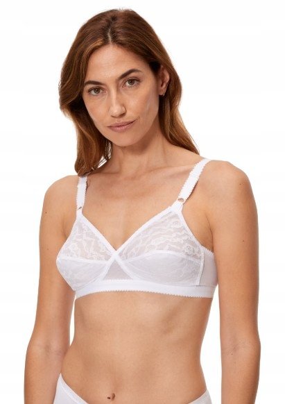 PLAYTEX PLUS SIZE BIAŁY KORONKOWY MIĘKKI BIUSTONOSZ BEZ FISZBIN 90B JPA