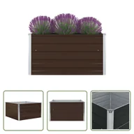 Donice - The Living Store Donica do podniesionej rabaty - 100x100x45 cm - stal - brązowa - Skrzynia Do Podniesionej Grządki - miniaturka - grafika 1