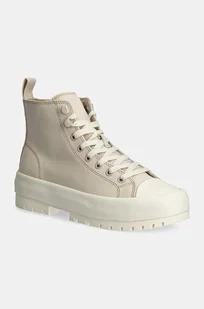 Calvin Klein Jeans trampki zamszowe LUGGED HYBRID MID LACEUP SUEDE kolor beżowy YW0YW01565 - Trampki damskie - miniaturka - grafika 1