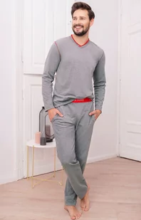Brend piżama męska dł.dł., Kolor szary melanż, Rozmiar M, Italian Fashion - Intymna - Piżamy męskie - miniaturka - grafika 1