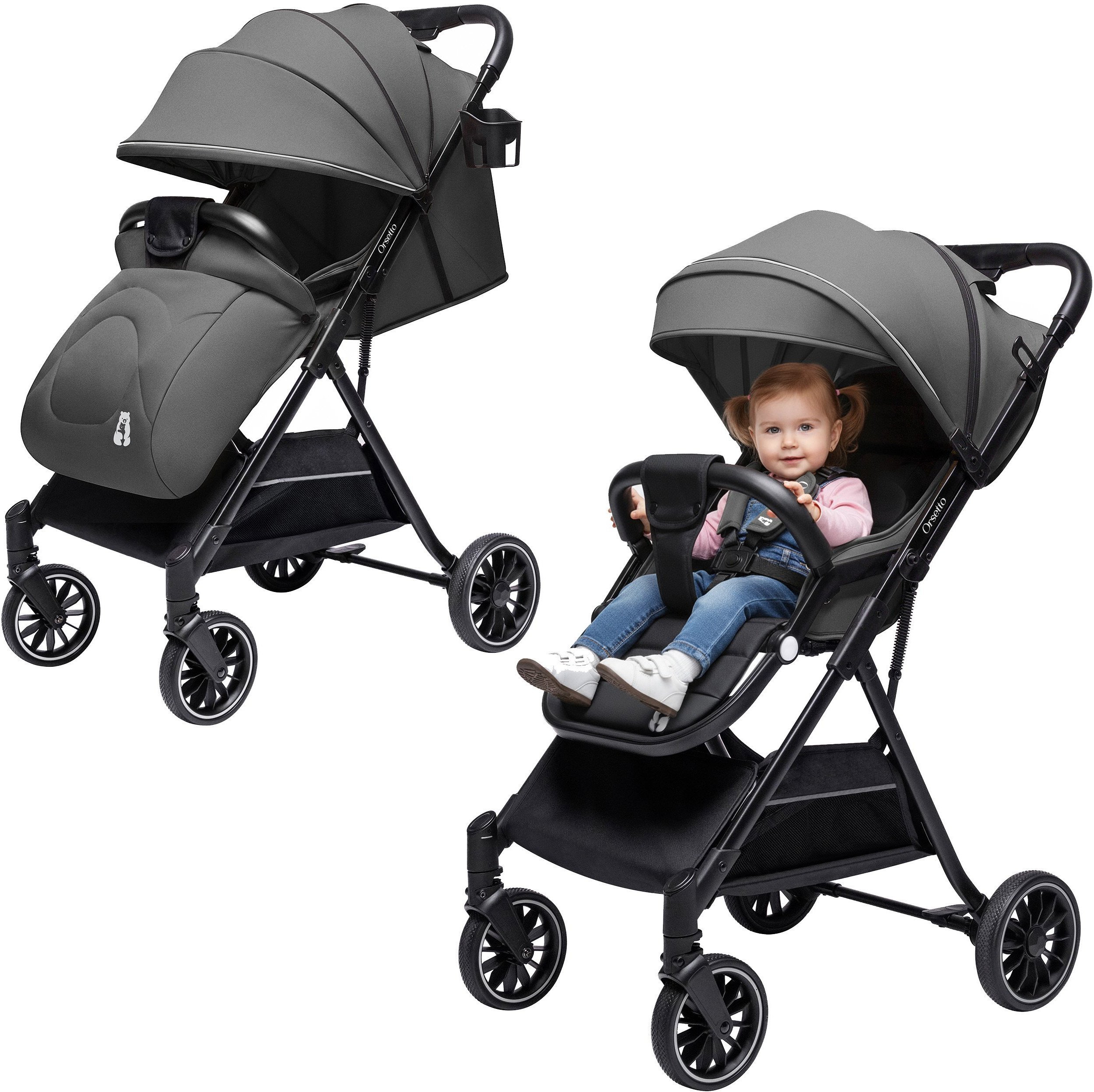 WÓZEK DZIECIĘCY SPACERÓWKA ORSETTO AURORA SZARY