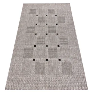 DYWAN SZNURKOWY SIZAL FLOORLUX 20079 kwadraty srebrny / czarny beżowy 120x170 cm - Dywany - miniaturka - grafika 1