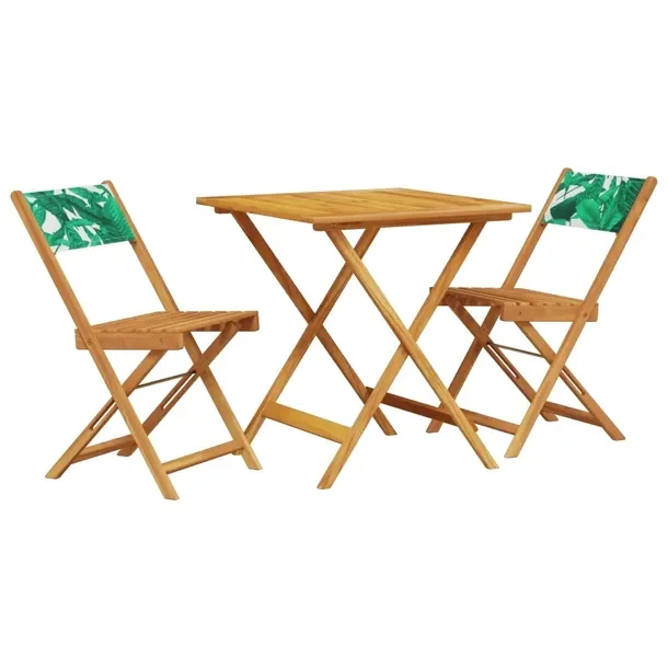 Zestaw Mebli Bistro z Litego Drewna Akacjowego, Zielone Krzesła 70x70x75 c