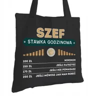 Torby i wózki na zakupy - Torba Bawełniana dla Szefa Czarna Na Prezent Ekologiczna Trwały Nadruk - miniaturka - grafika 1