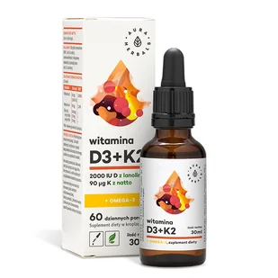 Aura Herbals Witamina D3 (2000 IU) + K2mk7 + Omega-3 krople (30ml) D3K2OMEGA - Witaminy i minerały - miniaturka - grafika 1