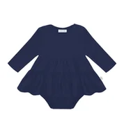 Body dla niemowląt - Body z sukienką granatowe z przeszyciami - 62 - miniaturka - grafika 1