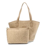 Torebki damskie - Beżowa Torebka Big Star 2w1 Damska Shopperka + Kosmetyczka - miniaturka - grafika 1