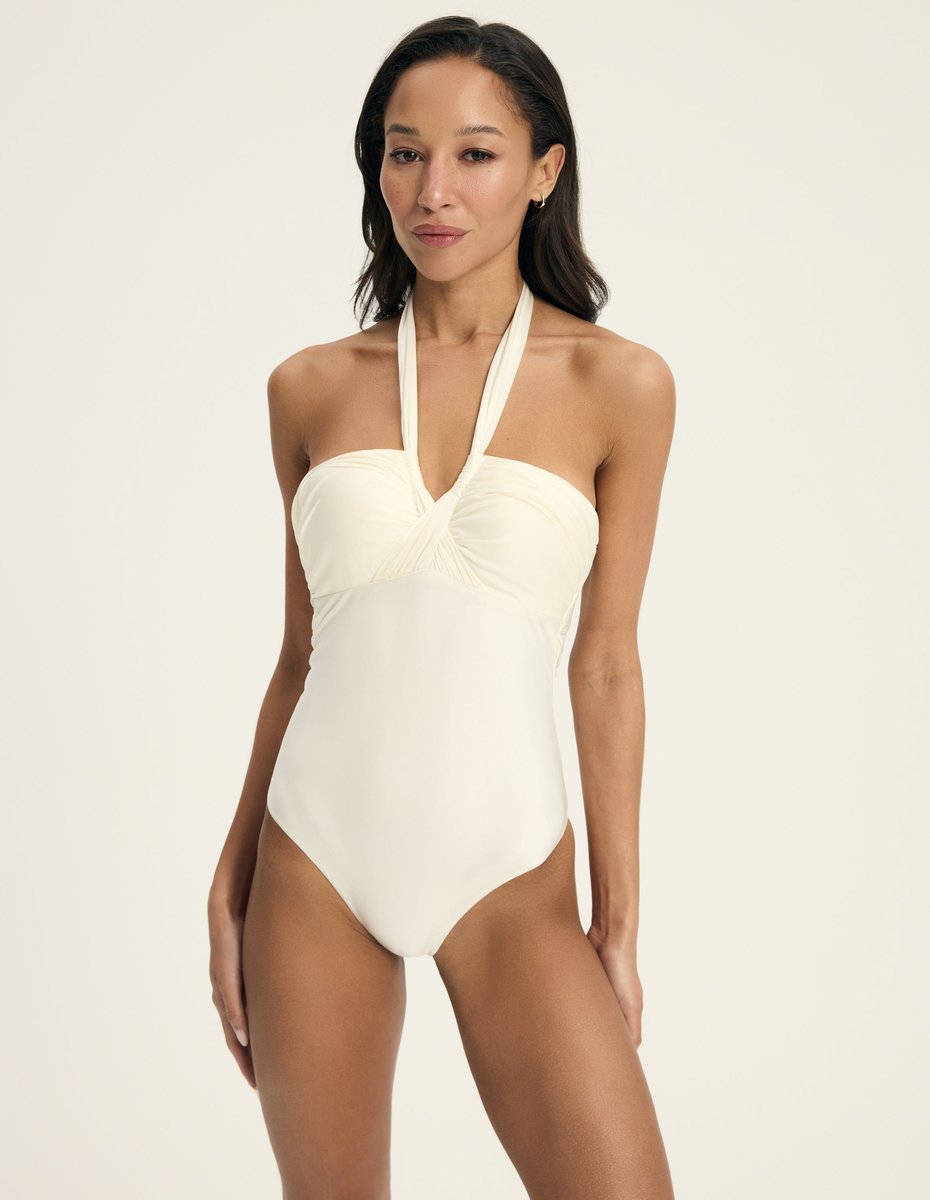 Strój plażowy jednoczęściowy Truffle Esotiq kremowy L/75D