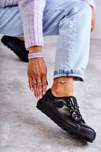 Modne Lakierowane Trampki Big Star KK274044 Czarne-37 - Trampki damskie - miniaturka - grafika 1