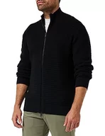 Swetry męskie - Armani Exchange Męski sweter z długim rękawem, podwójny zamek, bawełniany kardigan, czarny, XL - miniaturka - grafika 1