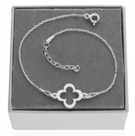 Bransoletki - Srebrna bransoletka na nogę kostkę stopę z koniczynką koniczynka srebro 925 - miniaturka - grafika 1