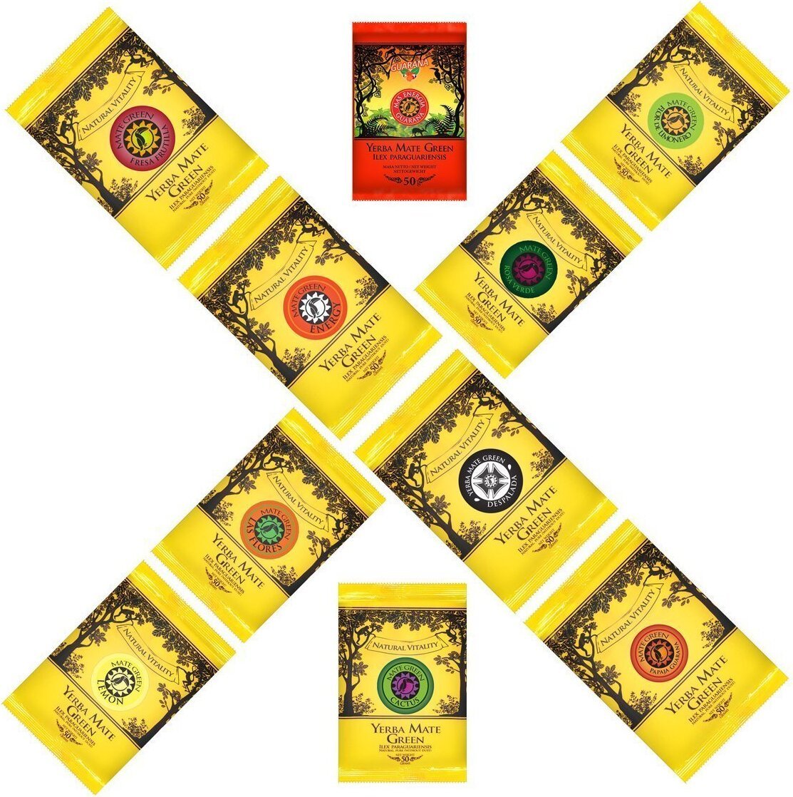 Herbata Yerba Mate MATE GREEN Zestaw 10x50g - Zestaw najlepszych brazylijskich herbat Yerba Mate 10 torebek po 50 gramów - bez dodatku sztucznych aromatów