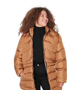 TRENDYOL Women's Damska kurtka zimowa, regularna, bufer, jednokolorowa, rozmiar 42, Camel, 42 - Kurtki damskie - miniaturka - grafika 1