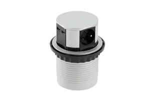 GTV Gniazdo meblowe nablatowe wpuszczane AE-BPW3S100U-53 COMFORT fi 100mm 3 x gniazdo SCHUKO 2 x USB 24A aluminiowe - Przedłużacze i rozgałęźniki - miniaturka - grafika 1