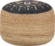 Pufy i podnóżki - Elior Pufa pleciona z niebieskim nadrukiem - Azalia 2X - miniaturka - grafika 1