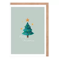Kartki okolicznościowe i zaproszenia - Kartka Boże Narodzenie Choinka eko koperta K128 Nowa - miniaturka - grafika 1