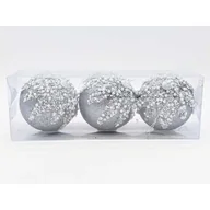 Bombki - Bombki styropianowe 8 cm srebrne z koralikami 3 szt. - miniaturka - grafika 1