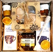 Zestawy upominkowe - KOSZ BOX PREZENTOWY PREZENT MIÓD HERBATA PIERNIK - miniaturka - grafika 1