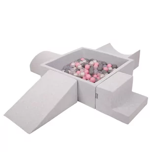 KiddyMoon Piankowy plac zabaw PPZP-KW30D-115 z piłeczkami jasnoszary: perła-szary-transparent-pudrowy róż basen 200/klin L/rampa L/półwałek L/schode.. - Suche baseny - miniaturka - grafika 1