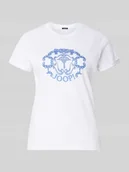 Koszulki i topy damskie - damski t-shirt o kroju regular fit z obszyciem z kamieni stras model 'Tulya' - miniaturka - grafika 1