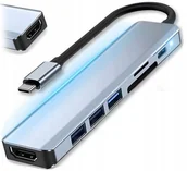 Huby USB - ROZDZIELACZ ROZGAŁĘNIK HUB USB 3.0 2.0 SD MICROSD PD USB TYP C HDMI 7W1 - miniaturka - grafika 1