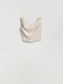 Koszulki i topy damskie - Reserved - Top z marszczeniami - kremowy - miniaturka - grafika 1