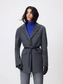 Marynarki i żakiety damskie - Reserved - Marynarka oversize z wełną - ciemnoszary - miniaturka - grafika 1