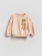 Bluzy dla dziewczynek - Reserved - Bluza z aplikacją 3d - złamana biel - miniaturka - grafika 1