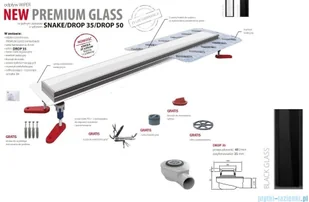 Wiper New Premium Black Glass Odpływ liniowy z kołnierzem 50 cm syfon drop 35 poler 500.0384.01.050 | - Syfony - miniaturka - grafika 4
