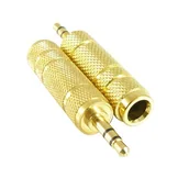 Złącza, przejściówki, adaptery - Adapter wtyk Jack 3.5mm na gniazdo Jack 6.3mm złocony - miniaturka - grafika 1