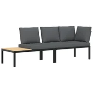 Sofy ogrodowe - vidaXL 2-częściowa sofa ogrodowa z poduszkami czarna aluminium - miniaturka - grafika 1