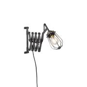 Lampy ścienne - QAZQA Przemysłowy kinkiet czarny regulowany - Scissors Cage - miniaturka - grafika 1