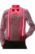 Paski - ZESTAW SZELKI i MUCHA LED Świecący KOMPLET na IMPREZĘ SYLWESTRA WESELE Red - miniaturka - grafika 1