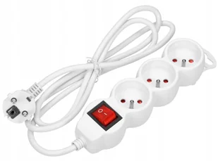 HBF Trzykrotny 5 Metrów Biały Wyłącznik - Przedłużacze i rozgałęźniki - miniaturka - grafika 2