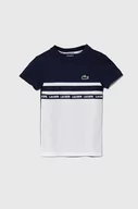 Koszulki dla chłopców - Lacoste t-shirt dziecięcy kolor granatowy z nadrukiem - miniaturka - grafika 1