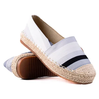 Espadryle damskie - SHELOVET Espadryle W Paski czarne wielokolorowe - grafika 1