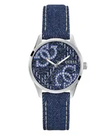 Zegarki damskie - Guess G Stitch zegarek damski srebrny na pasku GW0755L1 - miniaturka - grafika 1