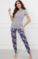 Piżamy damskie - Piżama damska na krótki rękaw i długie spodnie Pulia, Kolor szaro-niebieski, Rozmiar S, Italian Fashion - Intymna - miniaturka - grafika 1