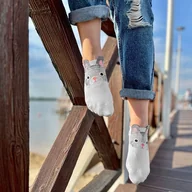 Skarpetki damskie - Skarpetki damskie Kotek - białe - miniaturka - grafika 1