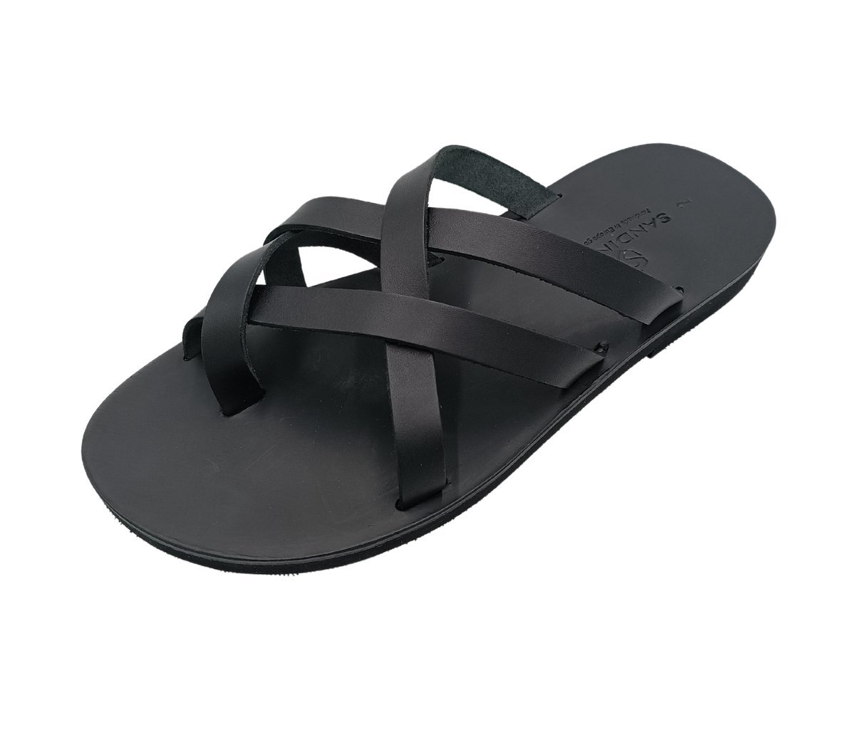 Czarne greckie męskie klapki ze skóry naturalnej SANDINISTA S4695 [Rozmiar: 41]