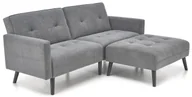 Sofy i kanapy - Popielata sofa rozkładana z podnóżkiem - Leris - miniaturka - grafika 1