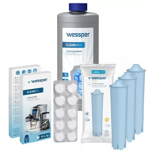 Zestaw Filtr Wody Do Ekspresu Wessper Aquablue + Odkamieniacz Cleanmax + Tabletki Cleanoil - Akcesoria i części do ekspresów do kawy - miniaturka - grafika 1