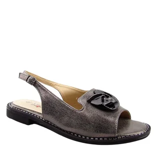 S.Barski KV51-006 sandały damskie z ozdobą comfort płaskie - Sandały damskie - miniaturka - grafika 1