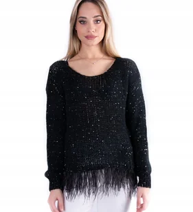 GUESS CZARNY SWETER DAMSKI Z CEKINAMI I PIÓRKAMI DEKOLT OKRĄGŁY XL GXA - Swetry damskie GUESS CZARNY SWETER DAMSKI Z CEKINAMI I PIÓRKAMI DEKOLT OKRĄGŁY XL GXA - Swetry damskie - miniaturka - grafika 1