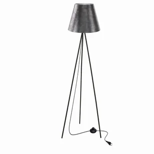 PLATINO Lampa Podłogowa Czarny 1x40W E27 Abażur Srebrny - Lampy stojące - miniaturka - grafika 1