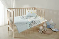Pościel dla dzieci - Eurofirany Pościel bawełniana 100x135 Kids 11 Słonie biała niebieska poszewka 40x50 do łóżeczka - miniaturka - grafika 1